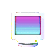 A floating computer monitor with vaporwave animator on screen.